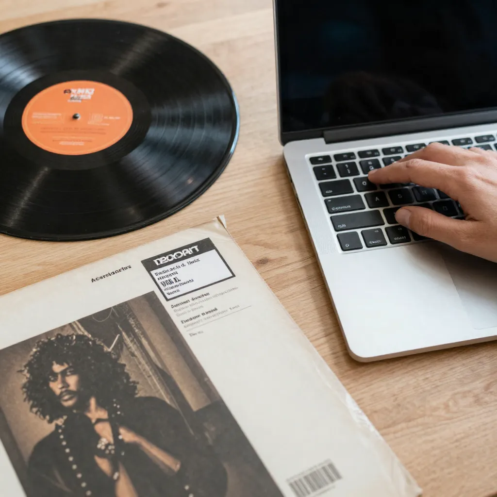 Vinyl record inspection under natural light
