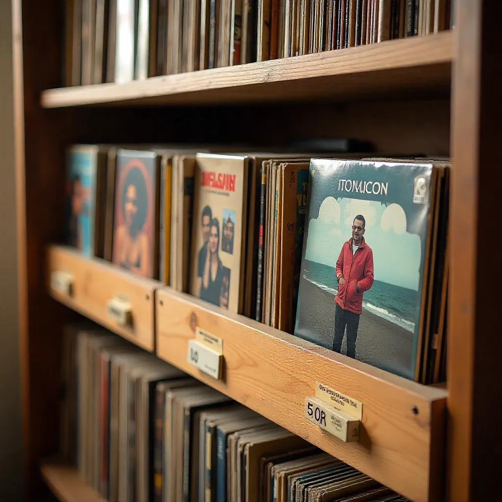 Vinyl records stored in controlled environment